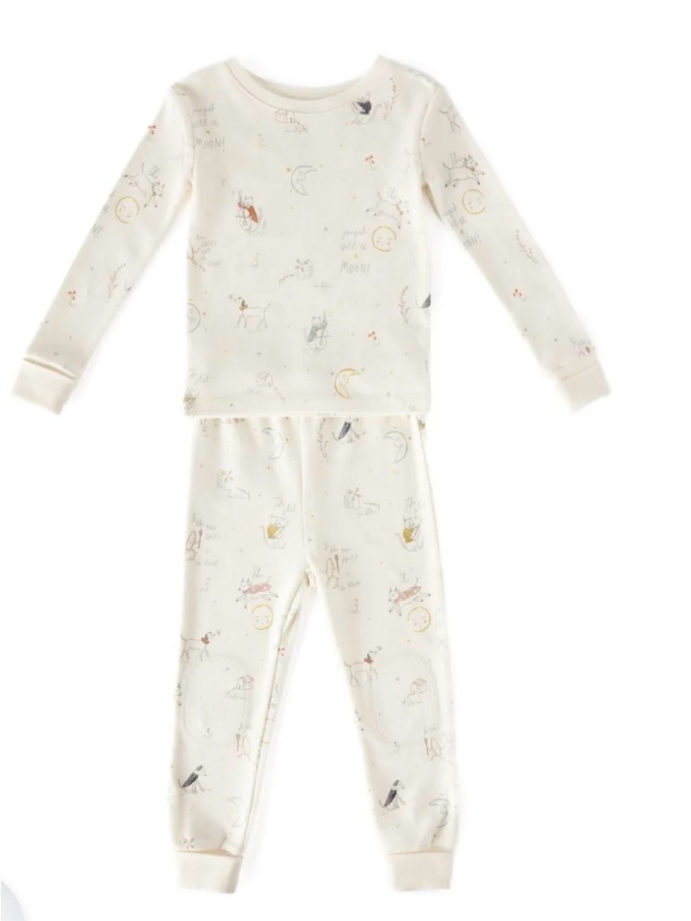 Pehr Over the Moon Ribbed Organic Cotton Toddler Pajama PJ Set Size 2-3T
